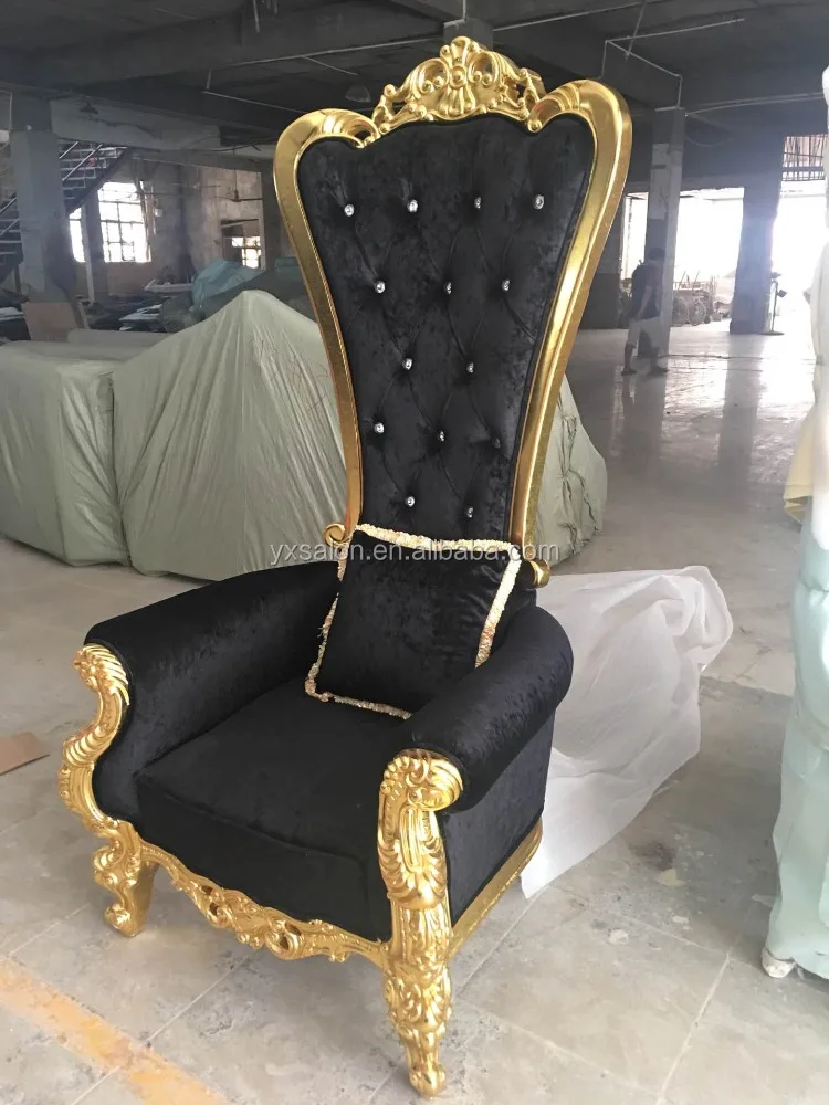 Top Quality Luxuary European Style Black&Gold Pink Pedicure Chair Throne Chair With Diamond Buttons(HB100)