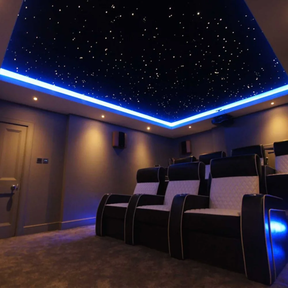 Twinkle LED Fiber optic star ceiling light kit 0.75mm*200pcs*2m optical fiber 16W RGBW Engine starry sky ceiling lights