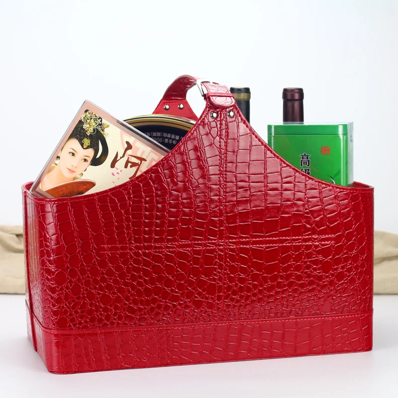 China manufacturer flower willow storage gift baskets portable gifts basket leather basket