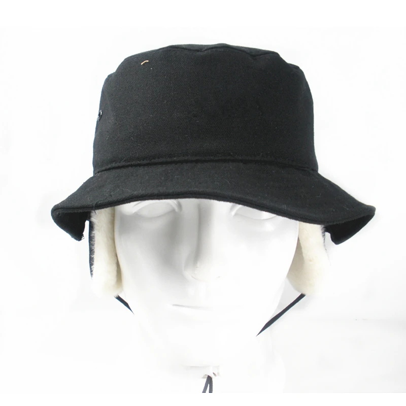 Custom Ear Cover flaps flat brim Bucket Cap and hat In Winter