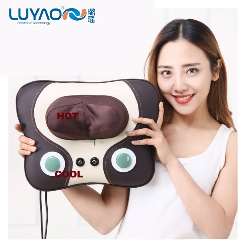 LUYAO Roller Back Magnet Heating Neck Massage Pillow