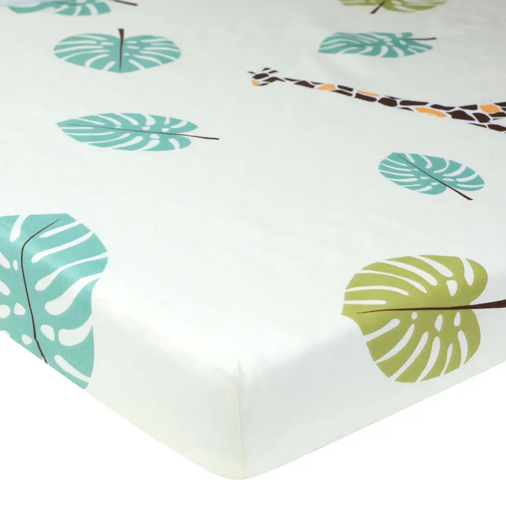 100% Organic Cotton Comfortable Fitted Crib Sheet Soft Baby Bed Sheet