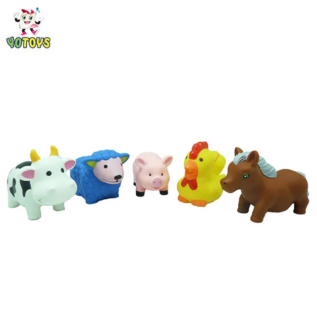 Factory Farm Animal Toy Bulk Soft Plastic Animal Toy Goat Pvc Squeeze Squirt Bath Toy Set for Kids