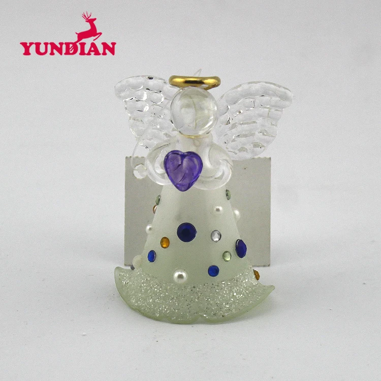 Wholesale Hot Sale Hand Painted Holiday Gifts Christmas Tree Decorative Hanging Ornament Small Glass Angel Figurines