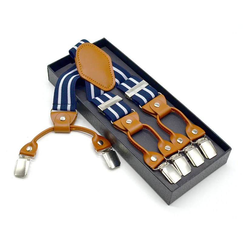 factory 4 clips  Classical Adjustable Jacquard  Elastic Y Back Men Suspender  adult  elastic braces  for Trousers