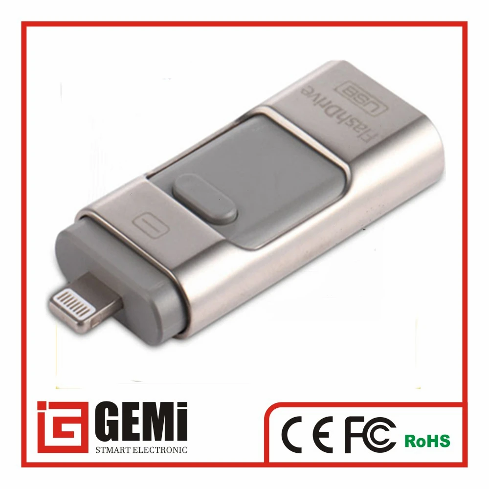 High Quality 3 in 1  32GB 64GB 128GB OTG USB flash drive for Iphone iPhone 6 6 Plus Iphone 7 android PC