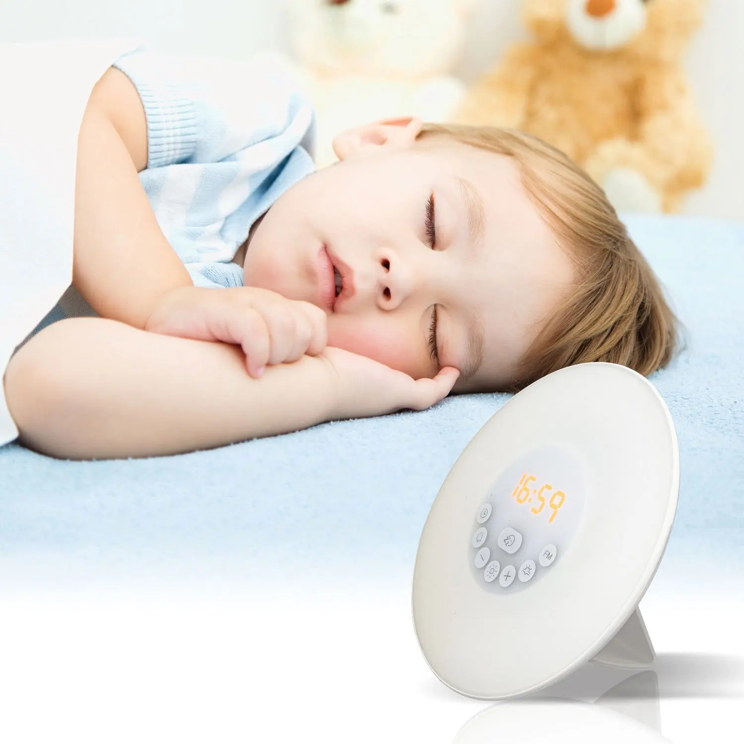 Будильник Sunrise с подсветкой, цветные цифровые часы с функцией повтора, прикроватная лампа с 6 натуральными звуками