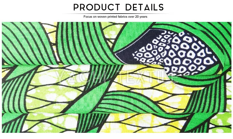 African Wax 100% Cotton Fabric With Leaves