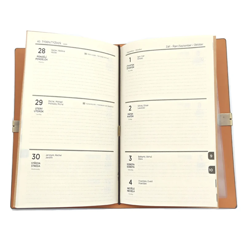 
custom printed b5 softcover carved pu leather organizer notebook with 2020 calendar pages 