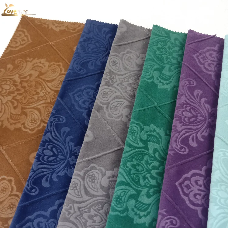 
Floral Embossing Velvet Embroidery Fleece Fabric For Sofa Furniture Material 