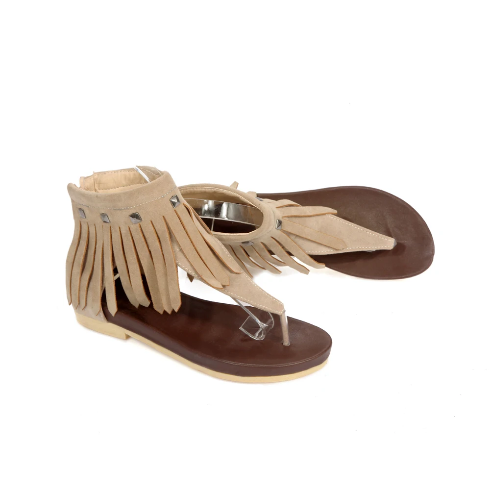 
Women fashion tassel rivet low heel sandals stylish custom best quality summer shoes 