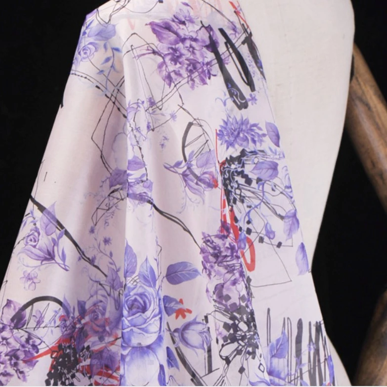 14mm 100% silk  digital print satin organza silk fabric