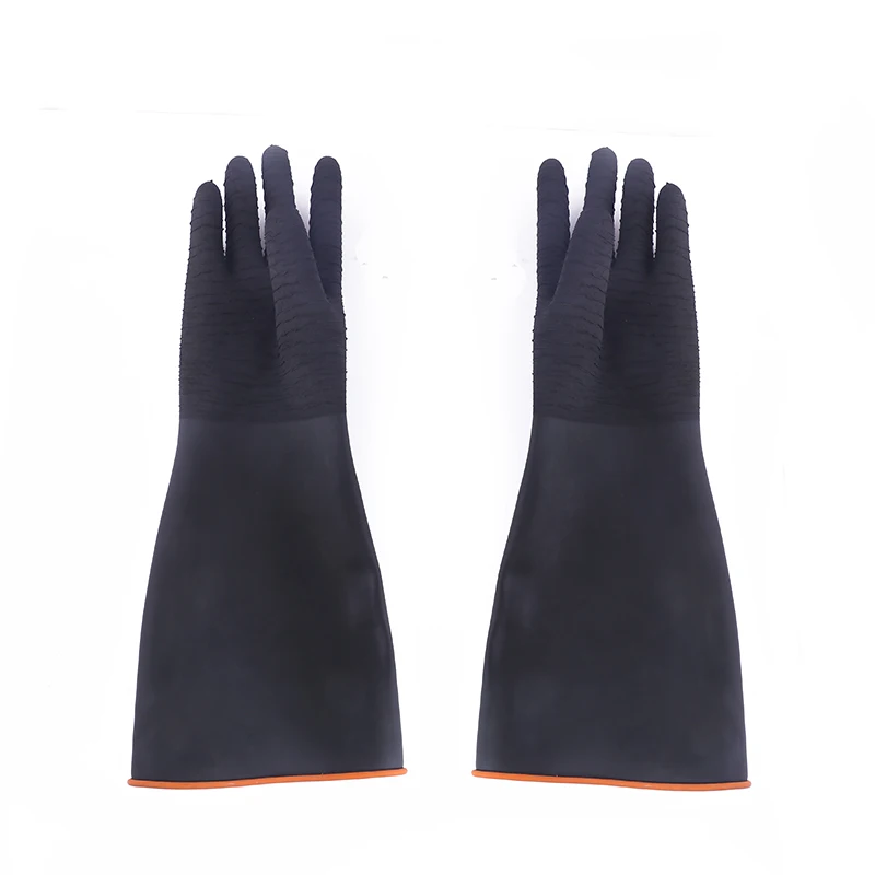 Черные кислотостойкие промышленные резиновые перчатки бренда NORTH TOWER длиной 35 см