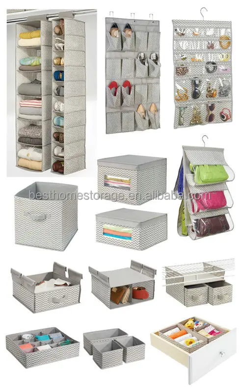 Chevron Fabric Storage, Hanging Handbag Holder -5 Pockets