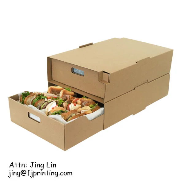 Hot sale pile up box for catering custom logo printing corrugated paper food packaging display box