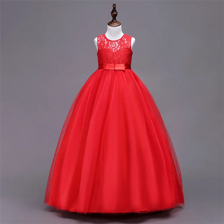 
Hot sales full length lace flower girl dresses for children wedding dress 