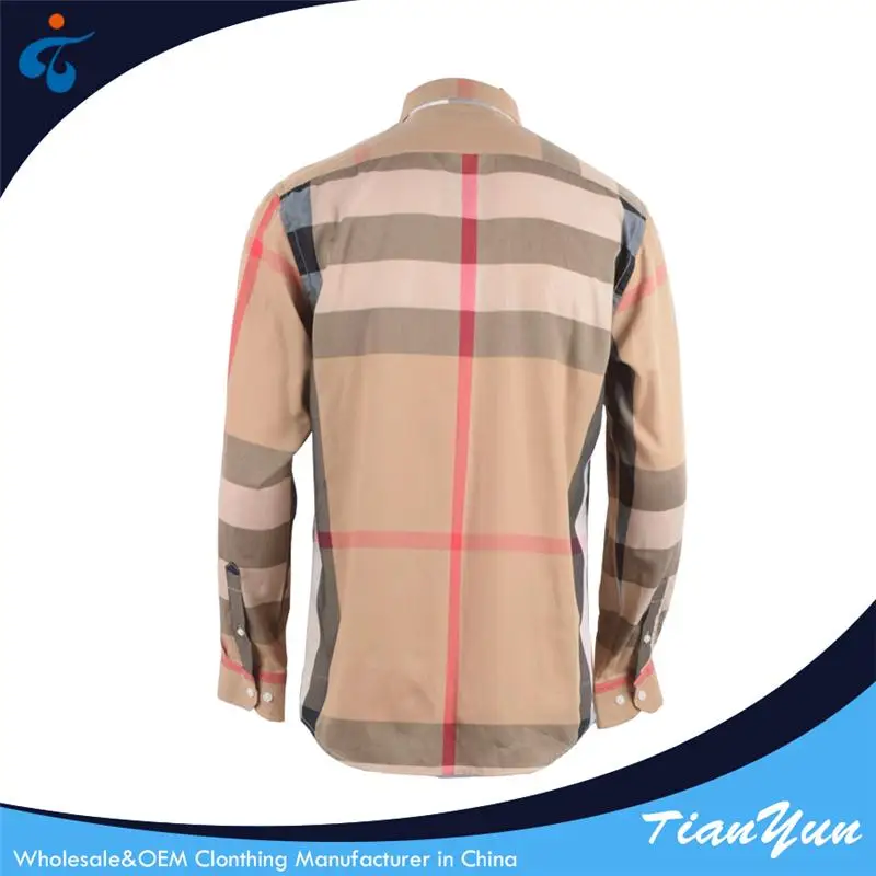 Top quality different kinds design 100% cotton check long sleeve man apparel shirt