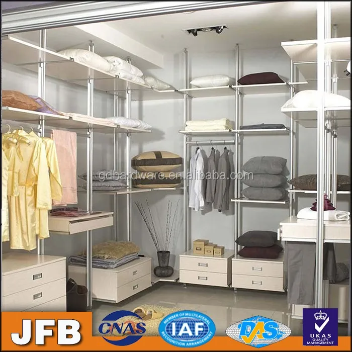 Dressing room partition aluminum wardrobe back wall cloakroom pole system closet bedroom simple wardrobe
