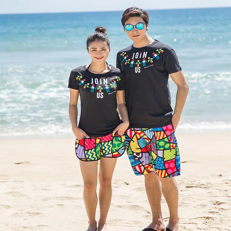 Wholesale hot sale 100% polyester QUICK-DRY couple beach shorts