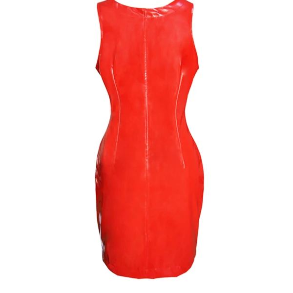 Wholesale Good Quality Dress Women PVC Dress Lady Black Leather Dress