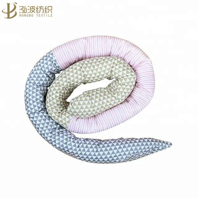 Custom Shaped Patchwork Bumper Snake Pillow for Baby Bedding Set