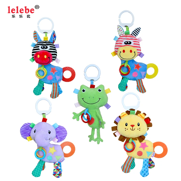 Baby teether doll 2022 OEM wholesale infant rattle plush stuffed toy animals soft doll kids musical multifunction toy