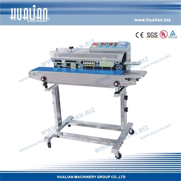 FRBM-810III Hualian Solid Ink Printing Coding Packing Food Pouch Continuous Plastic Bag Heat Band Sealer Sealing Machine