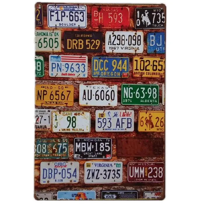Licence Plate Vintage  Metal Sign Retro Wall Cafe Living Room Bar Restaurant Decor Plates Craft Gift for Friend