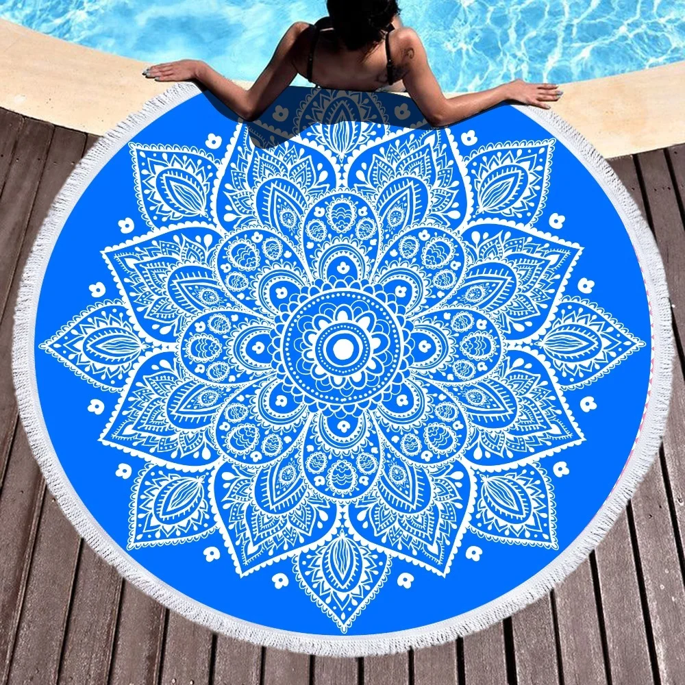 Custom Made Microfiber digital printed Round Beach Towel