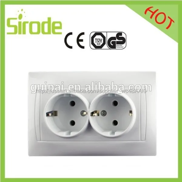European standard 2 gang SCHUKO socket white / gold / DELIXI supplier