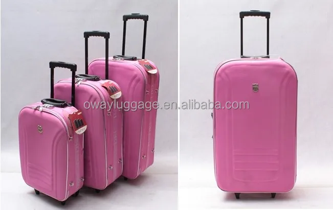 simple design cheap price promotional 600D polyester EVA 3pcs trolley travel luggage suitcase bag