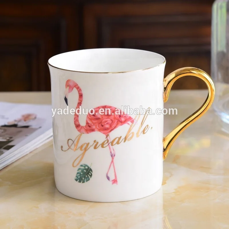 Custom design ceramic coffee mugs with gold handle ceramic elegant tea mugs
