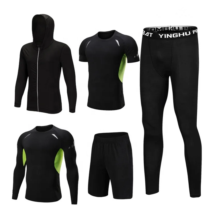 Wholesale 5 - piece Set Men Training Wear Man Sport Wear Suit Camping & Hiking Wear