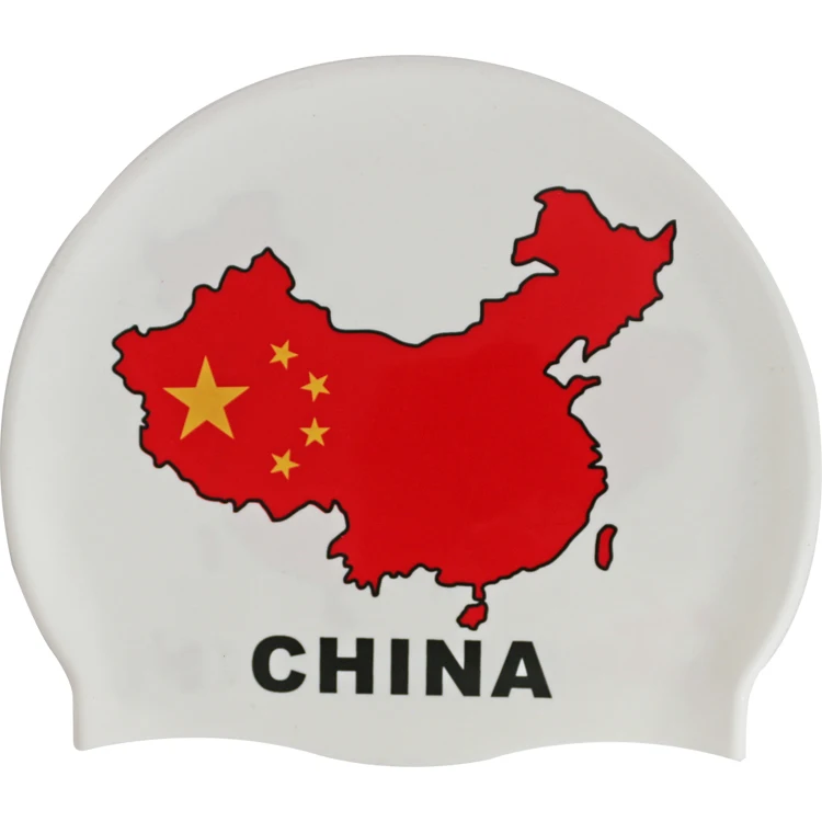 China flag pattern male and female general elastic swimming caps