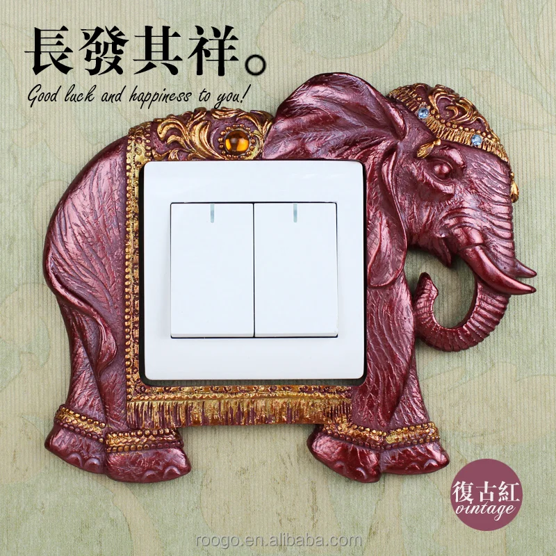 Roogo resin elephant light switch stickers
