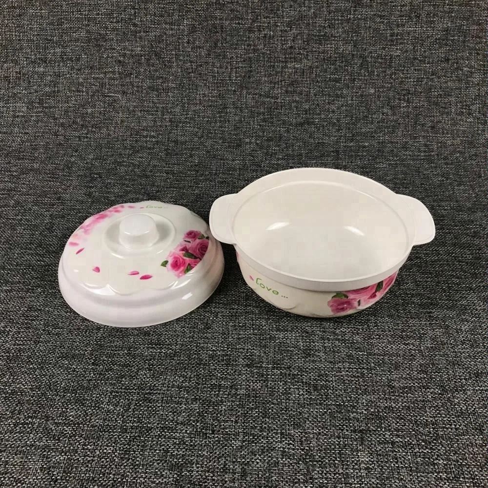 Melamine round plastic bowl with lid