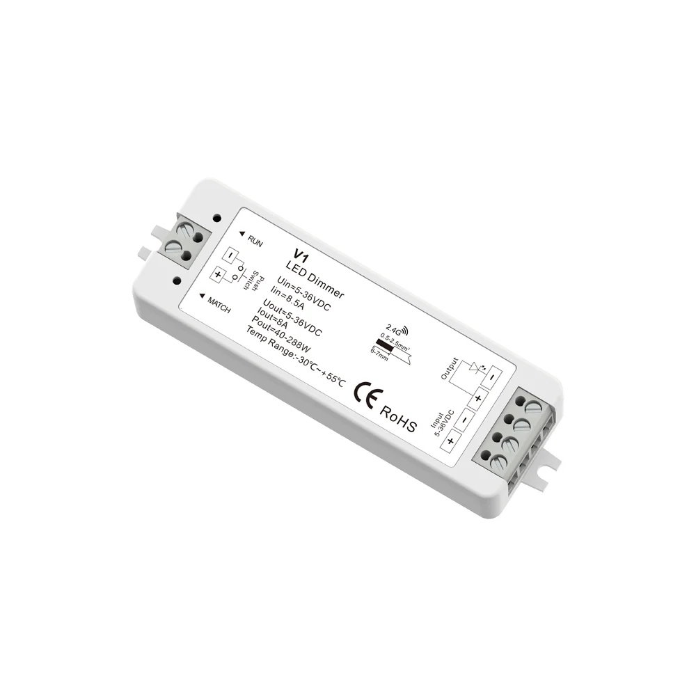 Skydance V1 LED dimmers  1 channel  5v 12v 24v 36 VDC input 8A RF wireless LED controller 288W