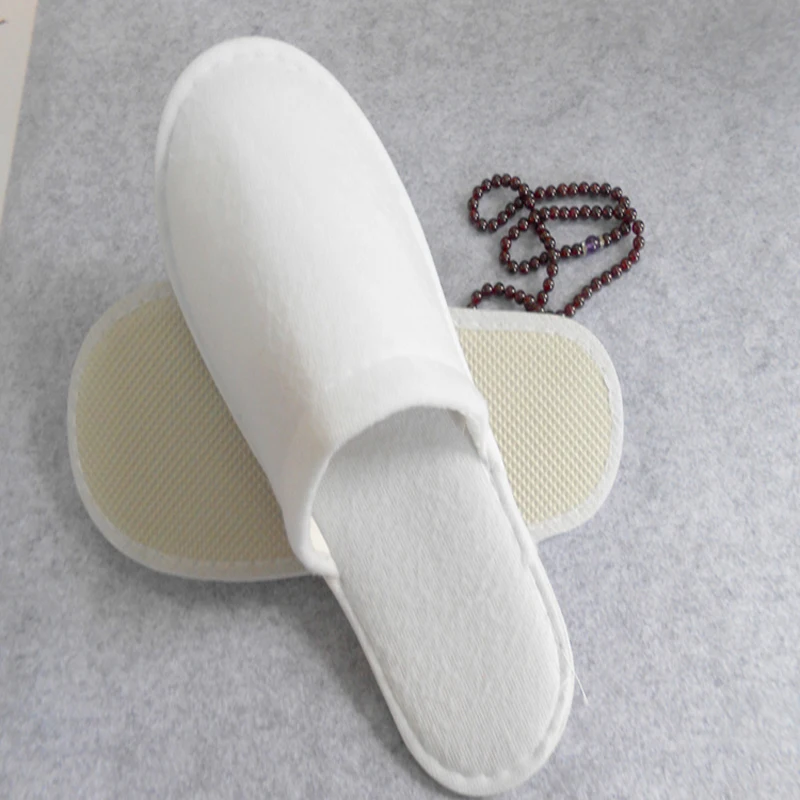 
Large supply 4mm free samples terry or coral fleece hotel bath slippers 