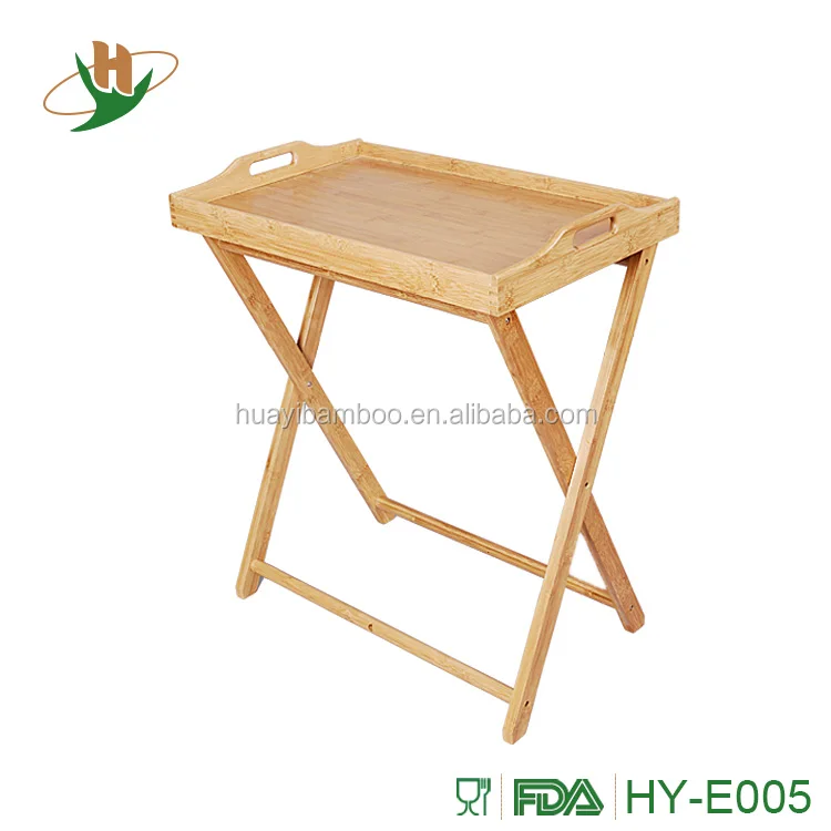 Fully Assembled Lightweight Folding Bamboo Lipped Snack TV Dining Table