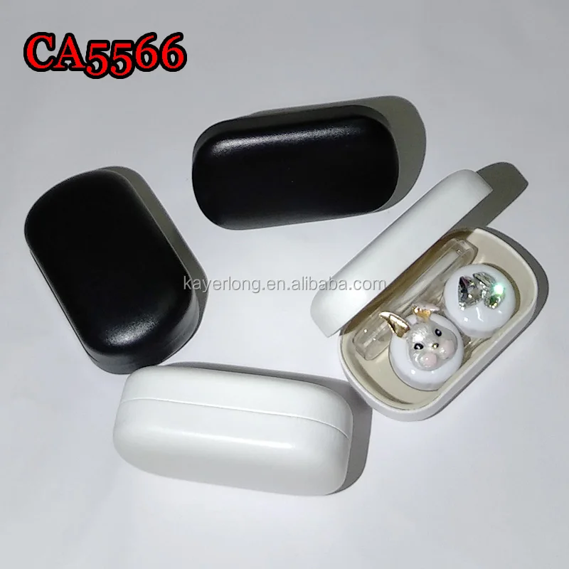rabbit and fox diamond deco PU cover iron colorful contact lens case CA5566