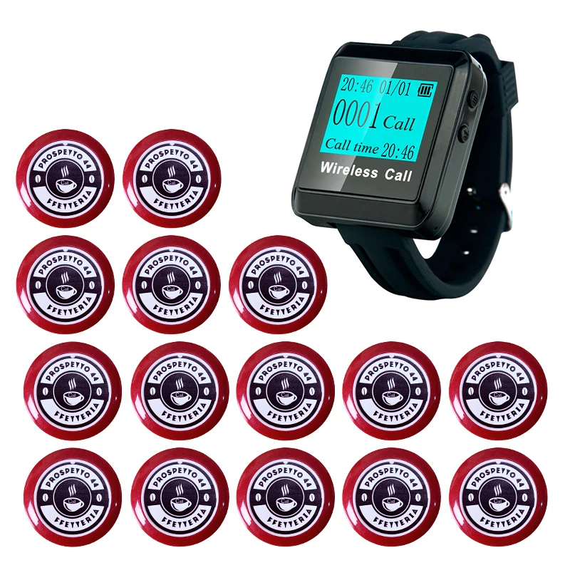 Artom restaurant  cafe hotel room service call system Smart wireless wrist watch pager receiver with 10 call buttons
