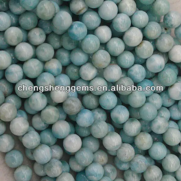6mm natural Dominican larimar round smooth A grade precious rare beads