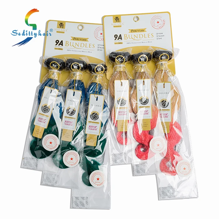 Grade 9A Virgin body peruvian bundle virgin Peruvian human hair weave bundles with closure