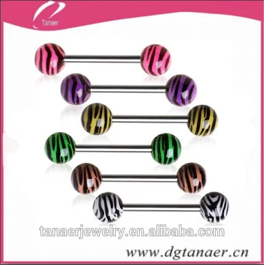 316l хирургическая сталь соска бар с уф-покрытием блеск шаров