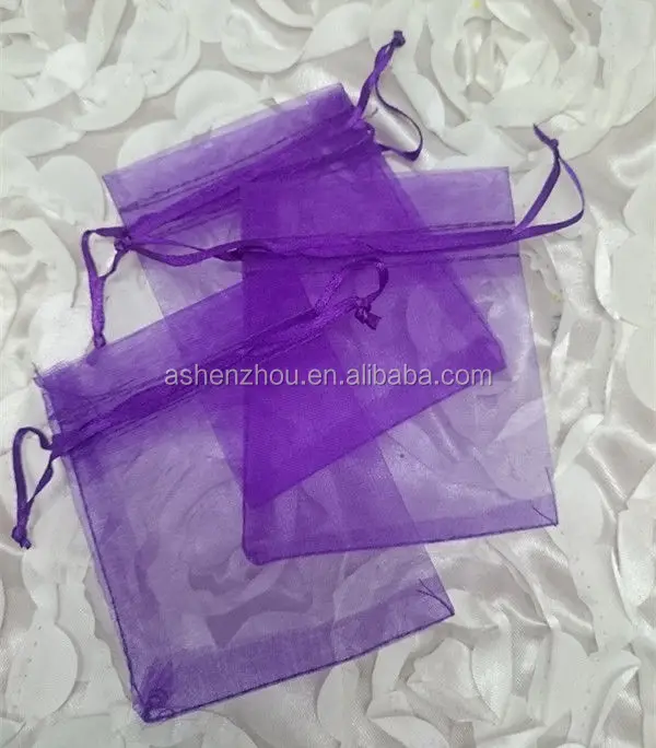 Wholesale hot sale custom different sizes packaging pouch sheer mesh organza gift drawstring bag