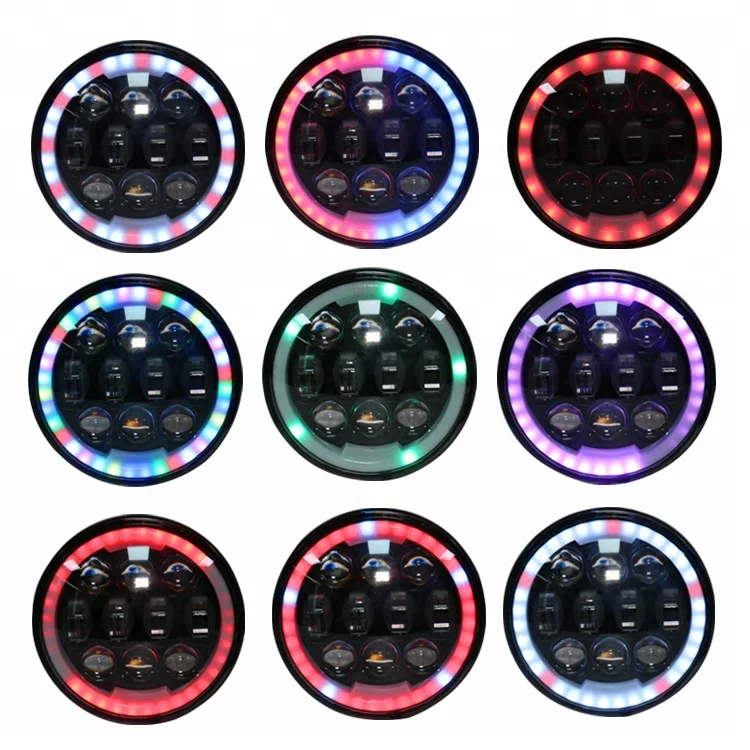 5-3/4 светодиодные мотоциклетные фары RGB кольцо ореола для Harley 5,75 дюймов круглый свет для мотоцикла