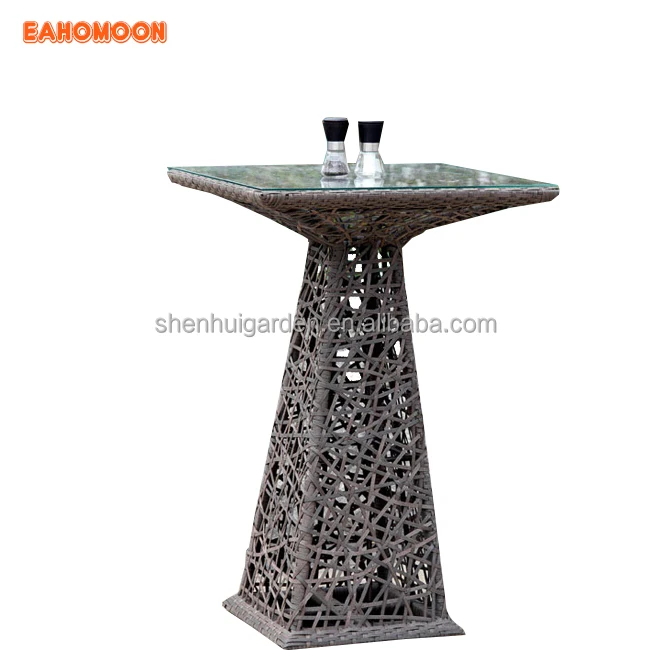 
3PC Unique Tall Bar Table And Chair Patio Rattan High Garden Wicker Restaurant Outdoor Furniture 