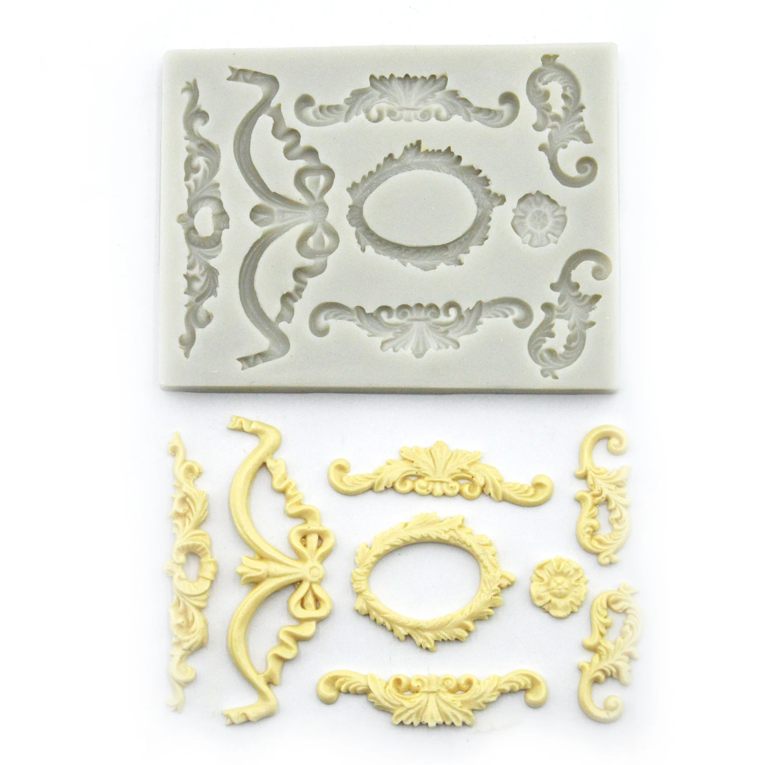 Европейская зеркальная рамка рельефная силиконовая форма в стиле ретро украшение для торта мастикой шоколада конфет желе сухой ход