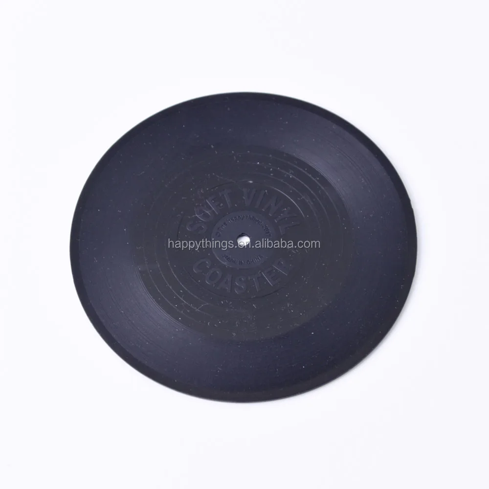 Custom Logo Promotional item Retro Vinyl CD Record Soft Silicone Cup Mat