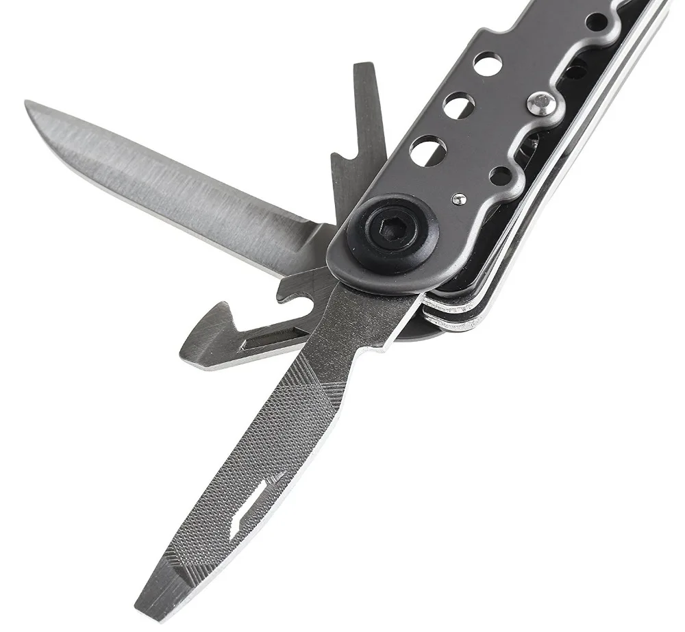 Multitool 14 in 1, Titanium Coated Handles, Sprung Loaded Pliers, Knife, Screwdrivers. Compact Folding Multifunctional Tool Kit